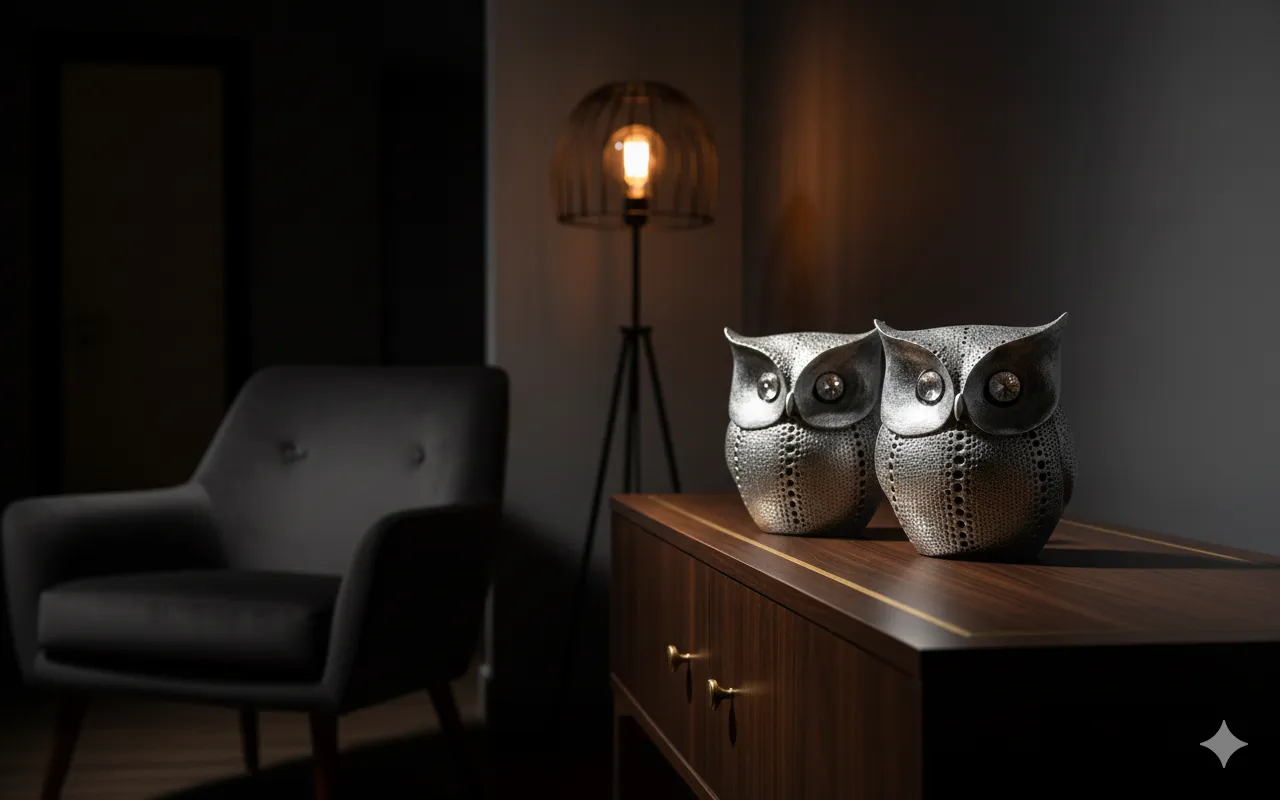 Modern Classy Lucky Owl Resin Art Figure Showpiece